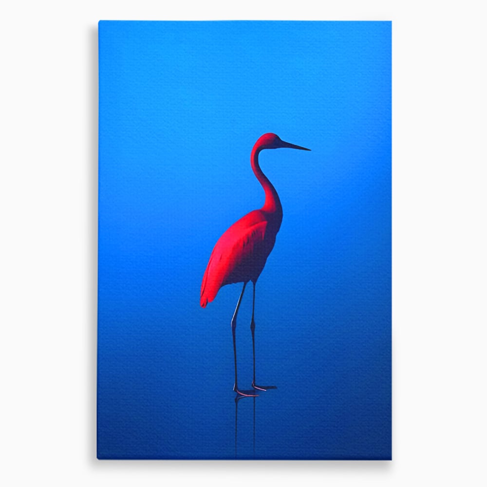 Tablou canvas cu tablou canvas cu pasare flamingo rosie, fara rama, pe sasiu de lemn